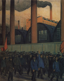 Кустодиев. Манифестация. 1906